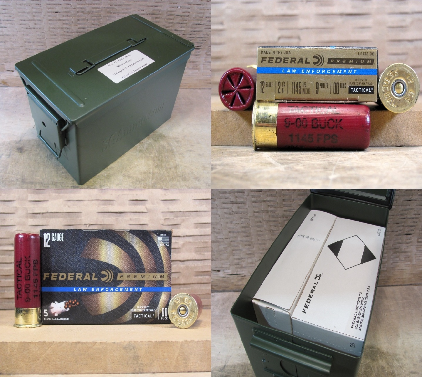 200 Round Can – 12 Gauge 2.75 Inch 9 Pellet 00 Buckshot Federal Low Recoil Ammo – LE13200 – Packed in PA108 SAW Canister