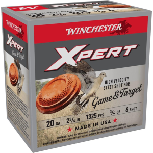 Winchester Xpert Steel Shotshells 20 ga 2-3/4" 3/4 oz 1325 fps #6 25/ct