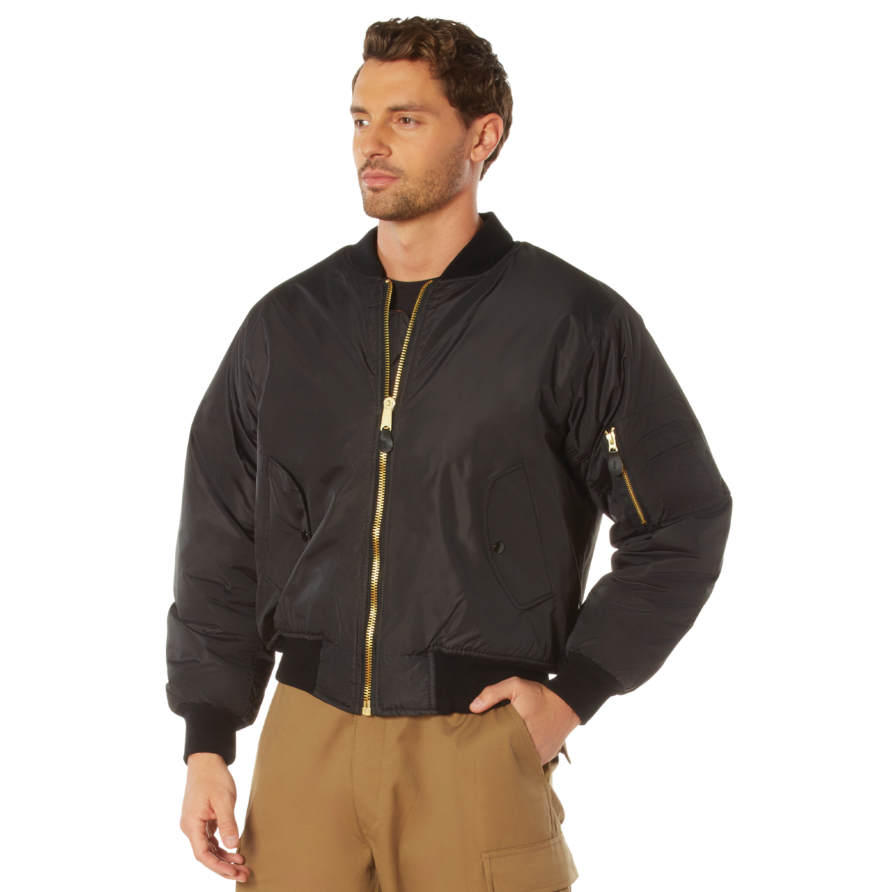 Rothco Enhanced Nylon Ma-1 Flight Jacket - Black, X-Large
