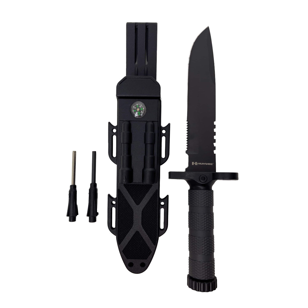 Humvee Adventure Gear Sawback Survival Knife, Black - HMV-KFXB-02