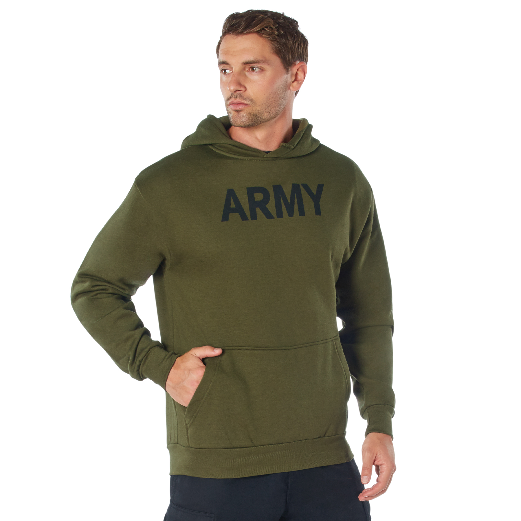 Rothco Army Pt Pullover Hooded Sweatshirt - Olive Drab, Large