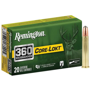 Remington Ammunition R27743 360 Buckhammer 180 GRSoft Point Core-Lokt (SPCL) 20 Per Box/10 Cs - 20rd Box