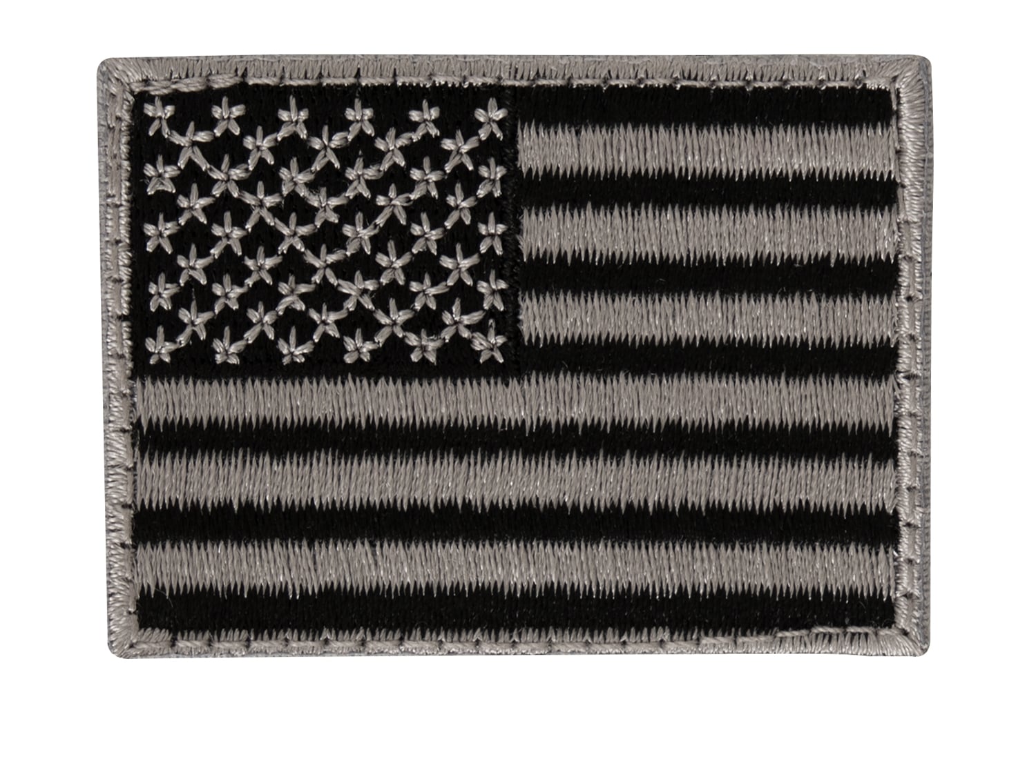 Rothco Mini Us Flag Patch With Hook Back - Black - Silver