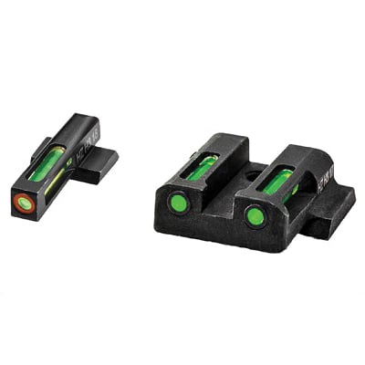Hi-Viz LiteWave H3 Smith & Wesson M&P Tritium Litepipe Green Night Sight Set With Orange Front Ring - MPN521