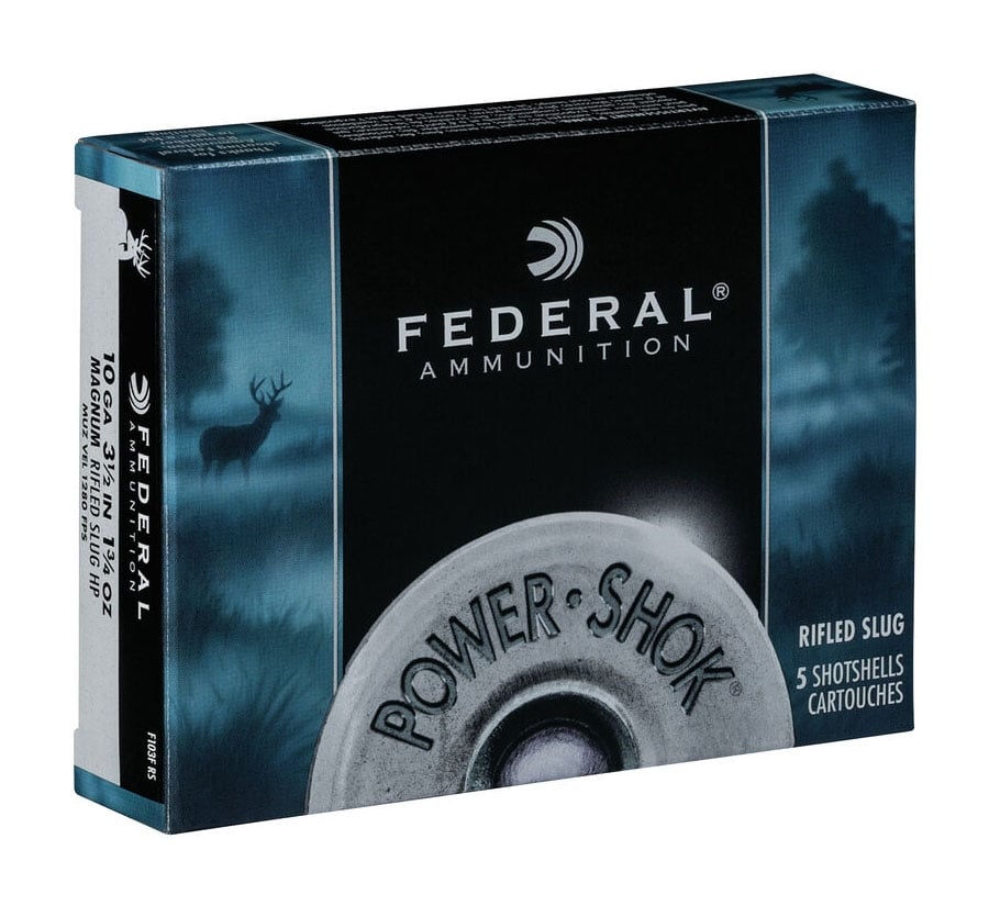 FEDERAL POWER SHOK 10GA 3.5″ – 1.75OZ RIFLED SLUG 5RD 50BX/CS - No Credit Card Fees - Low, flat rate shipping
