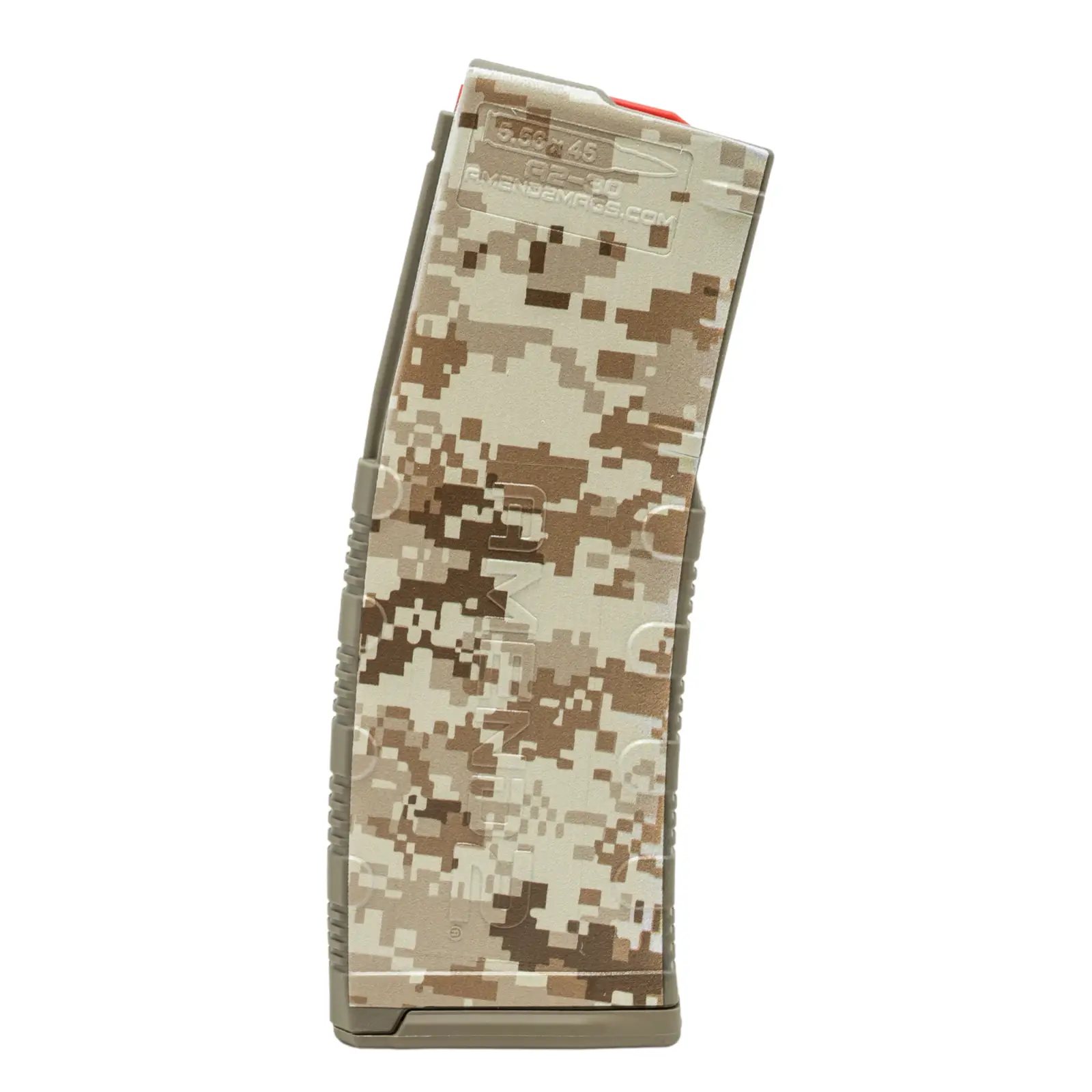 AMEND2 M2 5.56MM 20RD AR15 WITH RED FOLLOWER FDE DESERT CAMO POLYMER MAGAZINE ( 50 PER CASE )