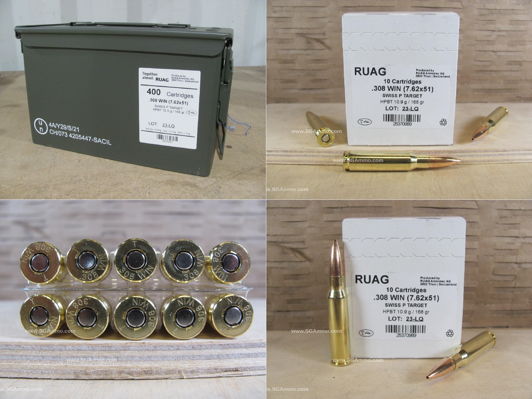 400 Round Canister – 308 Win (7.62×51) 168 Grain Hollow Point Boat Tail Swiss P Target Ammo By Ruag