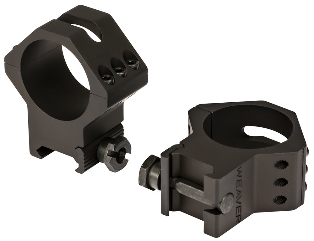 Weaver Tactical Precision 34mm High 7075 T6 Aluminum 2-Piece 6-Hole Quick Detach Picatinny Ring, Anodized Black - 99684