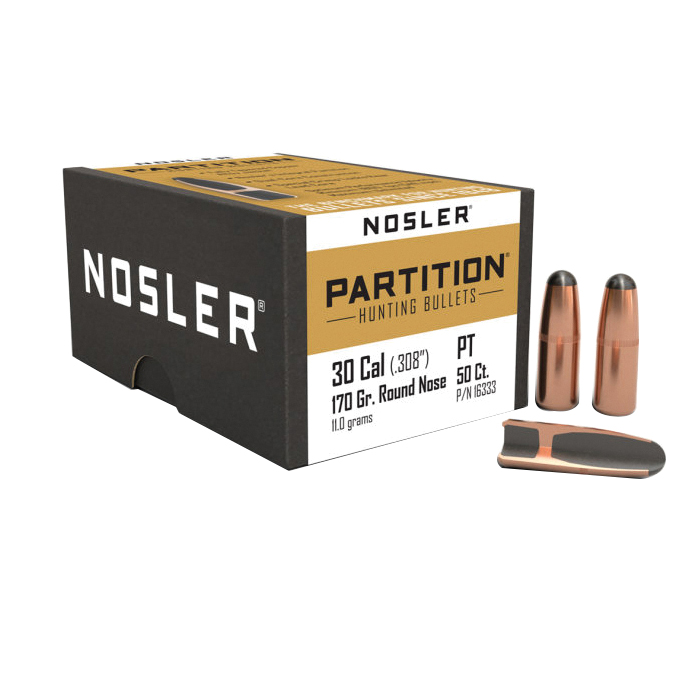 Nosler Partition .30 Cal JFB RN Rifle Bullet, 170 gr 0.308" 50rds