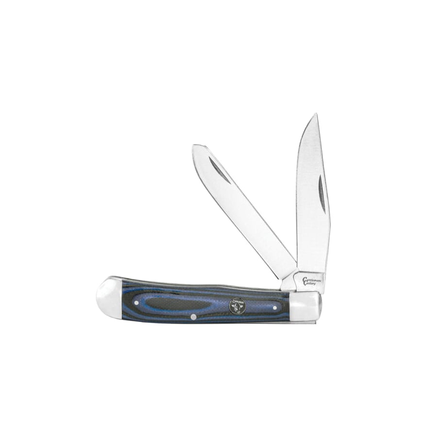 American Buffalo Knife & Tool Cattleman Trapper Cowhand Folding Knife Clip Point/Spey, Black/Blue