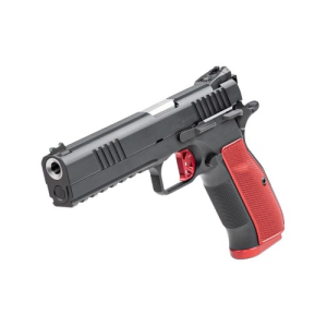 Dan Wesson DWX 9mm 5" 19rd Pistol w/ Fiber Optic Sights | Black w/ Red Grips & Trigger