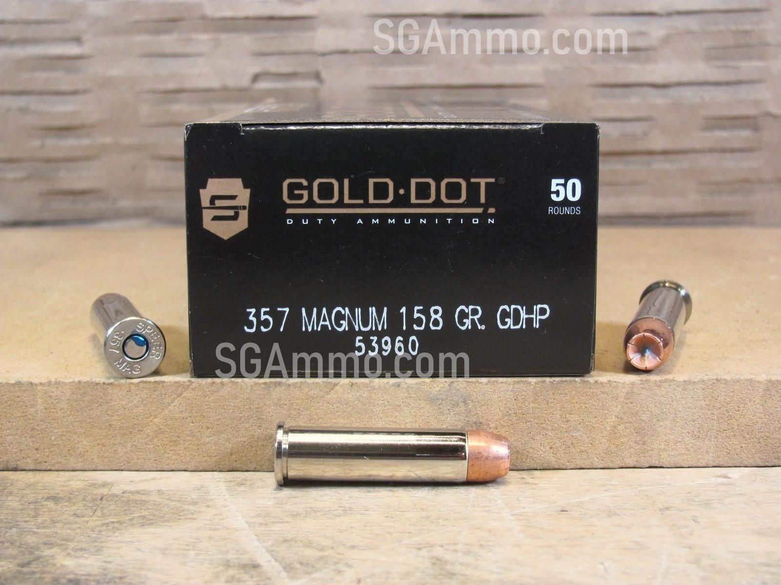 50 Round Box – 357 Magnum 158 Grain GDHP Speer Gold Dot Ammo – 53960