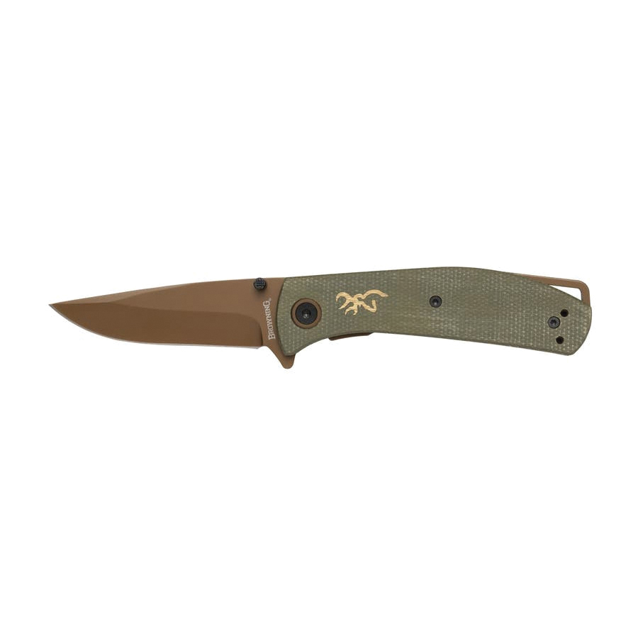 Browning Trailside Small Folding Knife Drop Point Green - Durable, Lightweight and Reliable Handle - 3220516