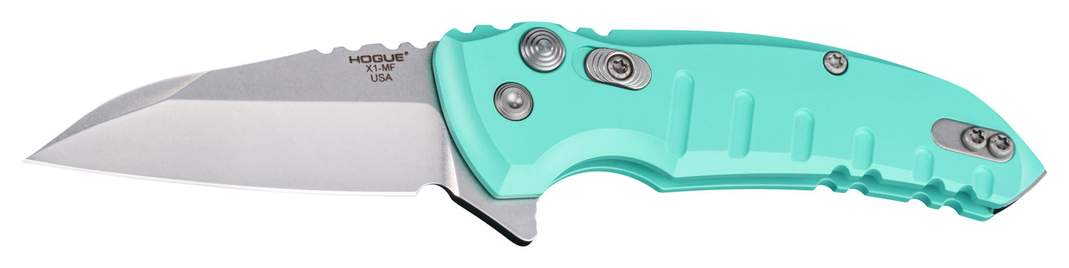Hogue X1-MicroFlip Wharncliffe Flipper Knife, 2.75", Matte Aquamarine - 24163