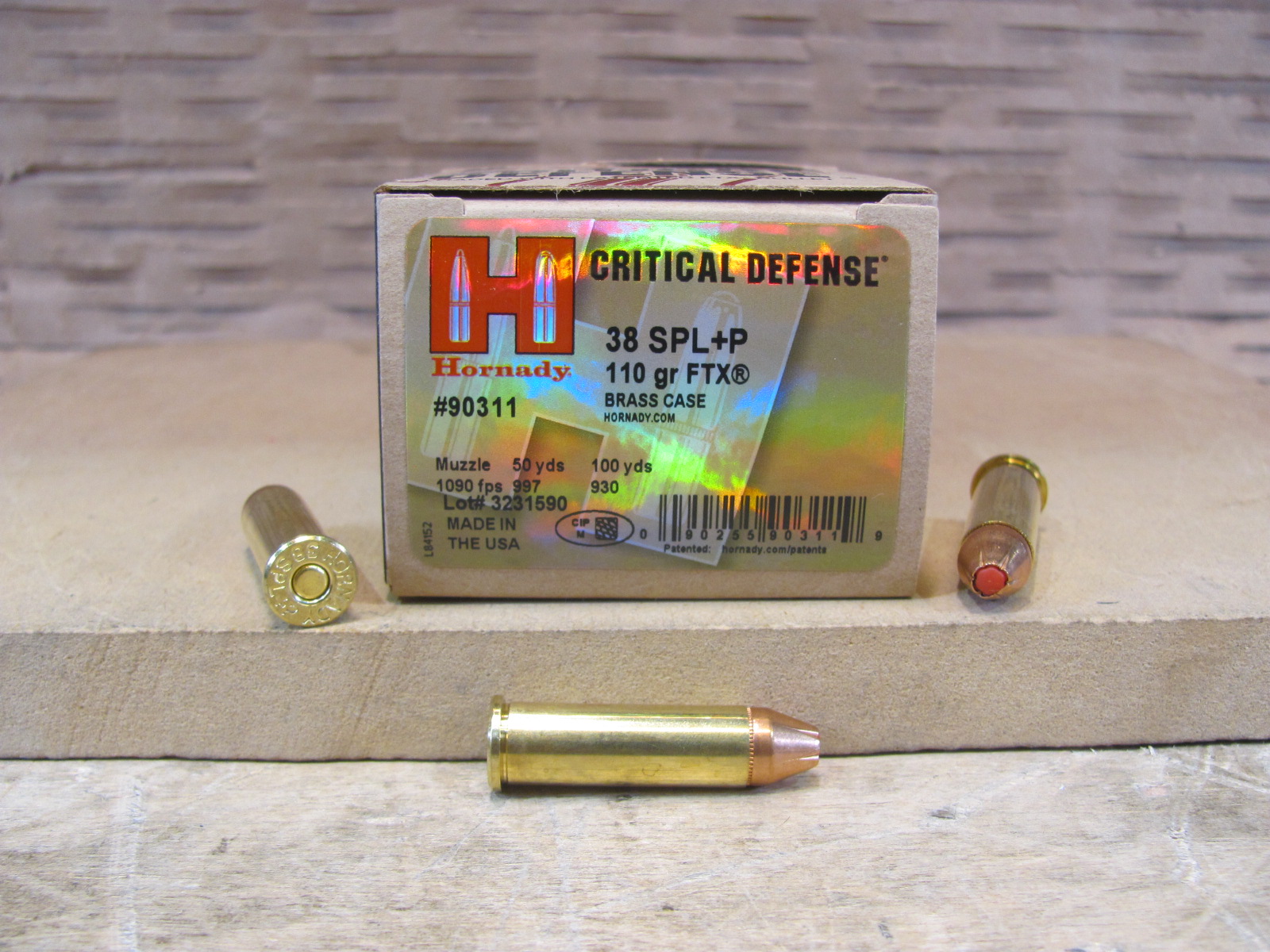 25 Round Box – 38 Special +P Hornady Critical Defense 110 Grain FTX Ammo – 90311