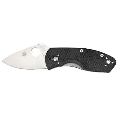 Spyderco Ambitious 2.25" Plain Drop Point Folding Knife, Silver - C148GP