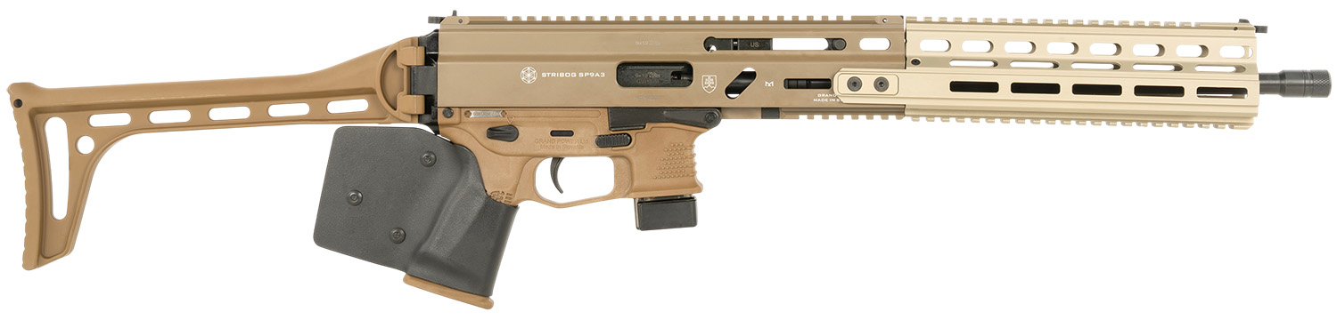 Grand Power 810091158173 Stribog SP9A3 *CA Compliant 9mm Luger 10+1 16″ Flat Dark Earth - No Credit Card Fees - Low, flat rate shipping