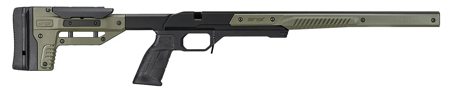 Mdt Sporting Goods Inc 106159ODG Oryx Chassis OD Green/Black Aluminum, Adj. Cheekrest, M-LOK Forend, AR-Style Grip, Barricade Stop, Fits Short Action Howa 1500 Weatherby Vanguard