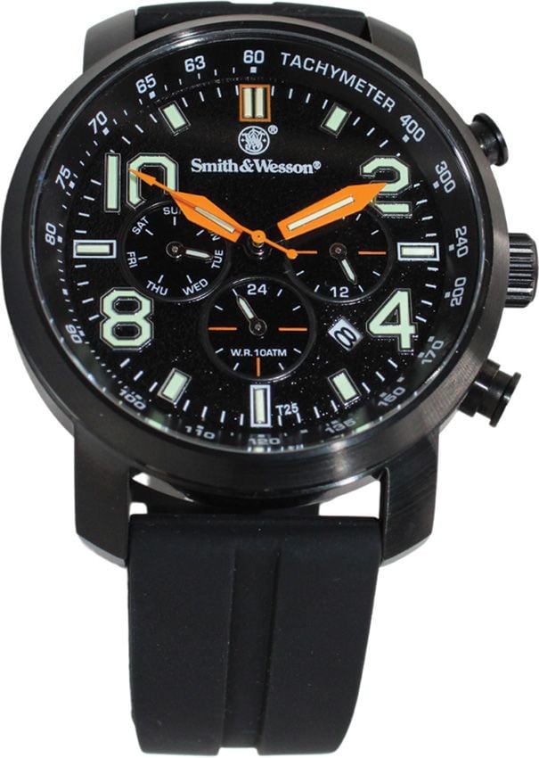 Smith & Wesson Tritium Chronograph Watch, Black/Black