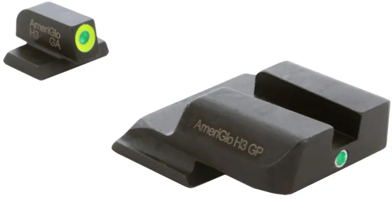 AmeriGlo SW301 i-Dot Sight Set for Smith Wesson M Green Tritium LumiGreen Outline Front Sight-Green Tritium Rear Sight