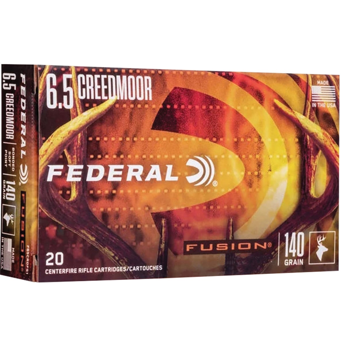 Federal Fusion Tipped 6.5 Creedmoor 140 gr Bonded SP 20rds Rifle Ammo for Accurate Shooting - F65CRDTFS1
