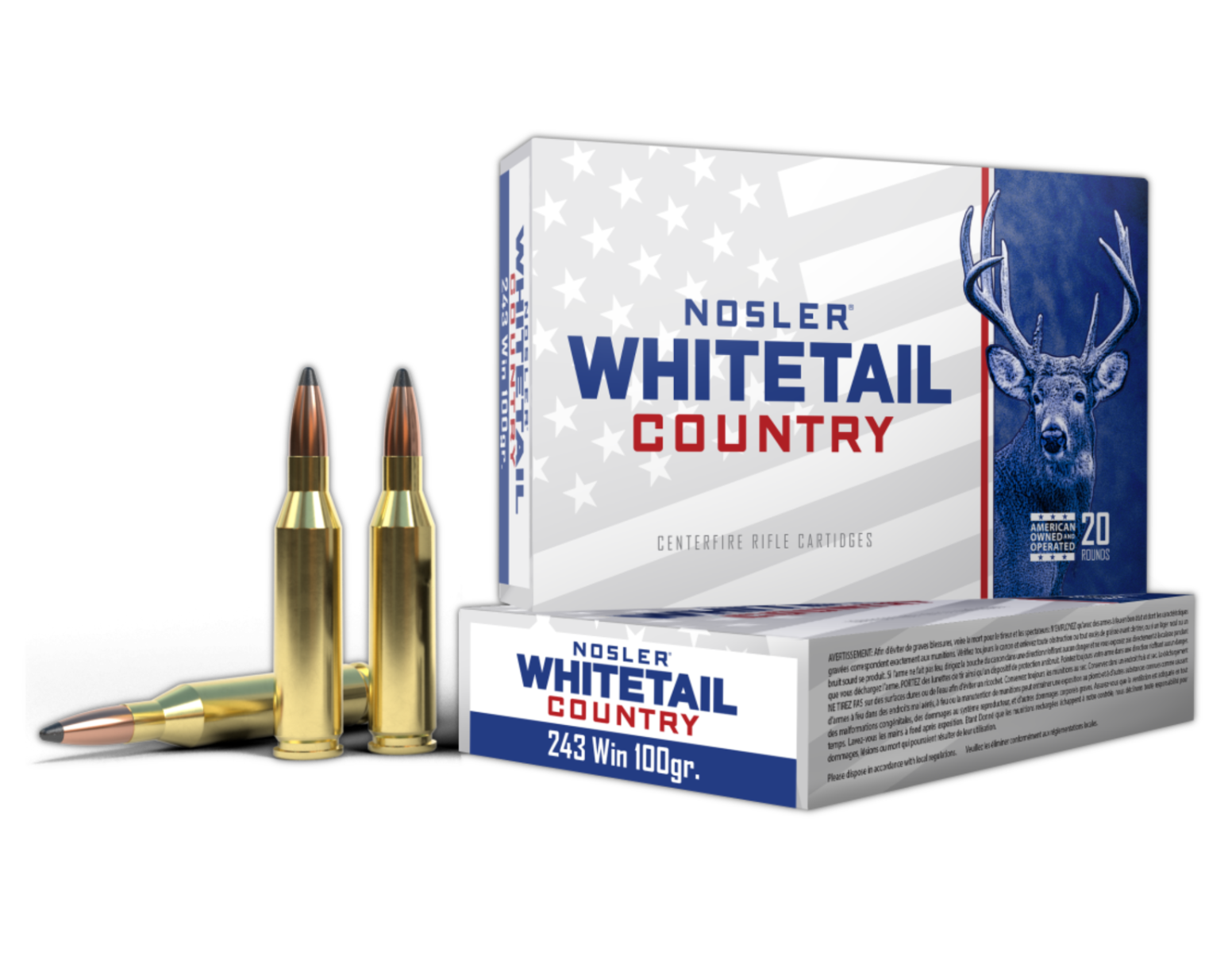Nosler Whitetail Country .243 WIN 100 Grain SB Ammo, 20Rds - 40122