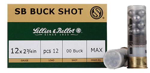 Sellier & Bellot 2.75" 12 Gauge Ammo 1 Buck 12 Pellets, 25/box - SB12BSF