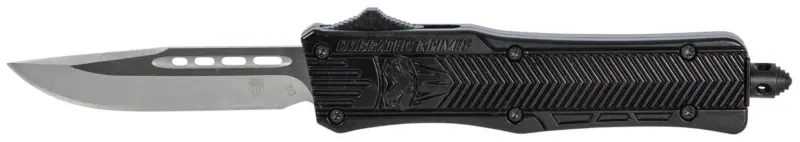 CobraTec Knives SBCTK1SDNS CTK-1 Small 2.75" OTF Drop Point Plain D2 Steel Blade/Black Aluminum Handle Features Glass Breaker Includes Pocket Clip