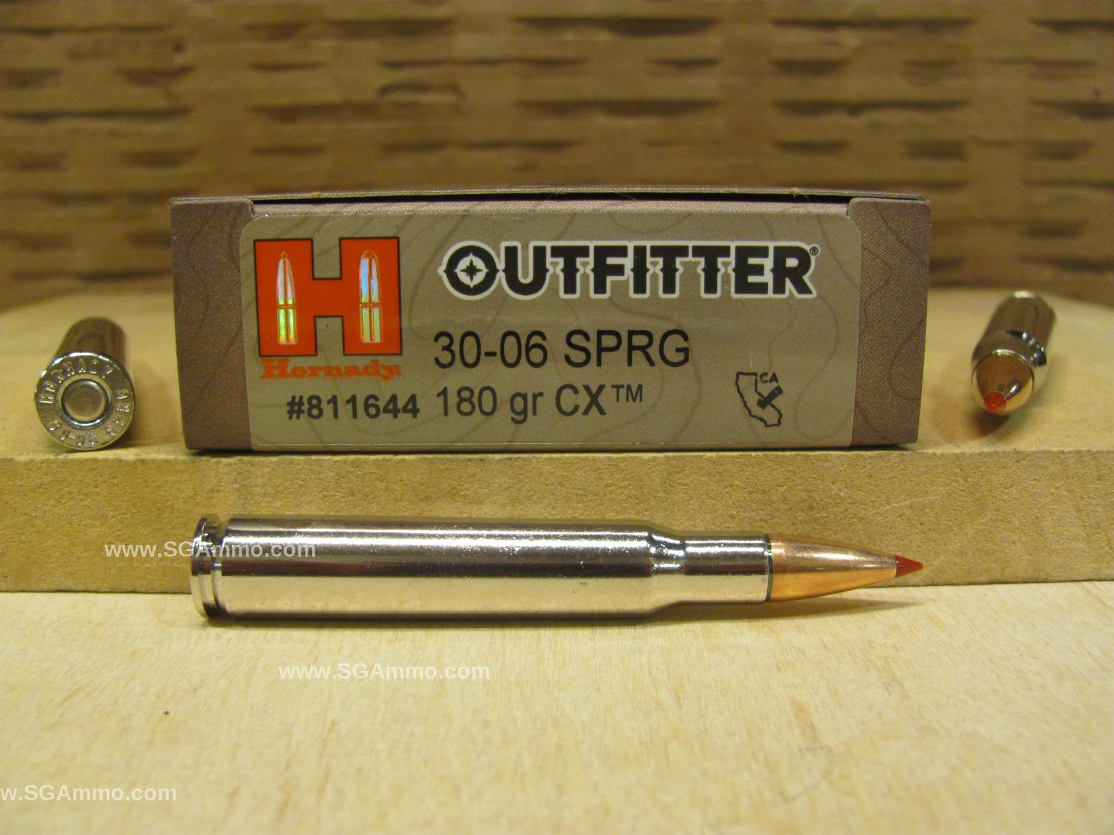 200 Round Case – 30-06 Springfield 180 Grain CX Hornady Outfitter Ammo – 811644