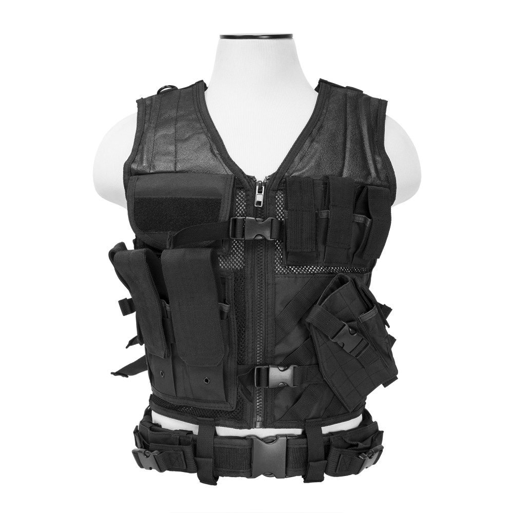 NcStar Tough PVC/Mesh Webbing 2X-Large+ Tactical Vest, Black - CTVL2916B