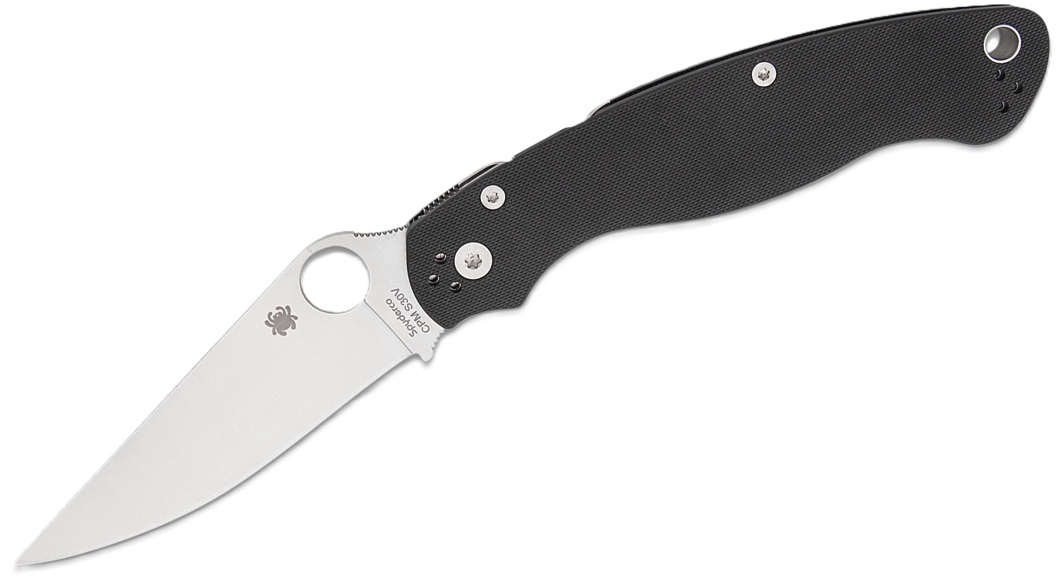 Spyderco Military 2 Folding Clip Point Knife, Black - C36GP2