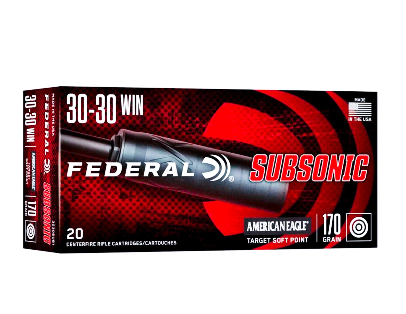 Federal Subsonic .30-30 Winchester 170Gr TSP Ammo, 20Rds