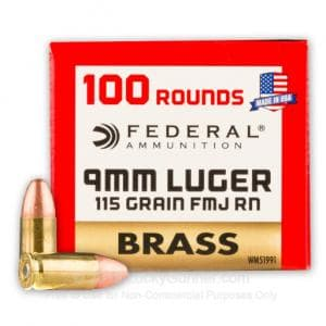 Federal WM51991 9mm Brass 115 FMJ - 200rd Box