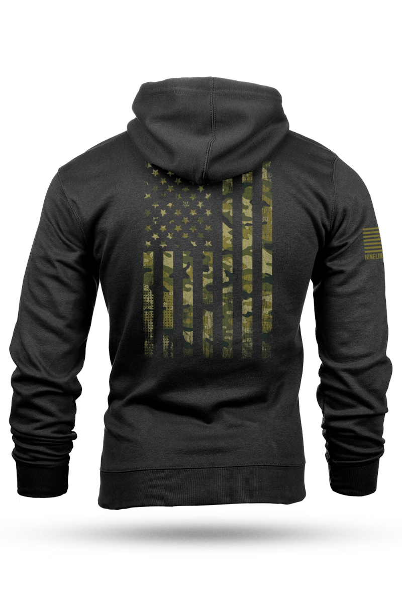 Nine Line America Camo Hoodie, Black - Small