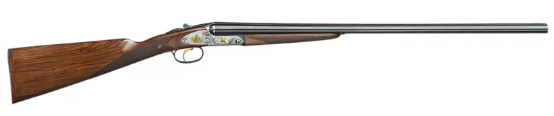 F.A.I.R. FRISSL1228 Iside Select 12 Gauge Break Open 2rd 28" Black Side By Side Barrel, Polished Silver w/Gold Inlay Receiver, English Style Oiled Walnut Stock, Technichoke XP50 Choke System