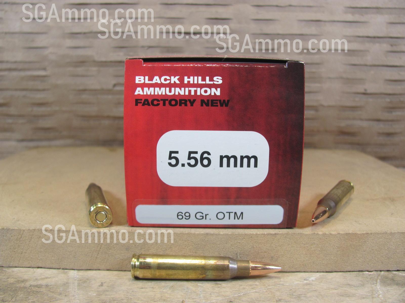 500 Round Case – 5.56mm 69 Grain Open Tip Match Black Hills Ammo – D556N12