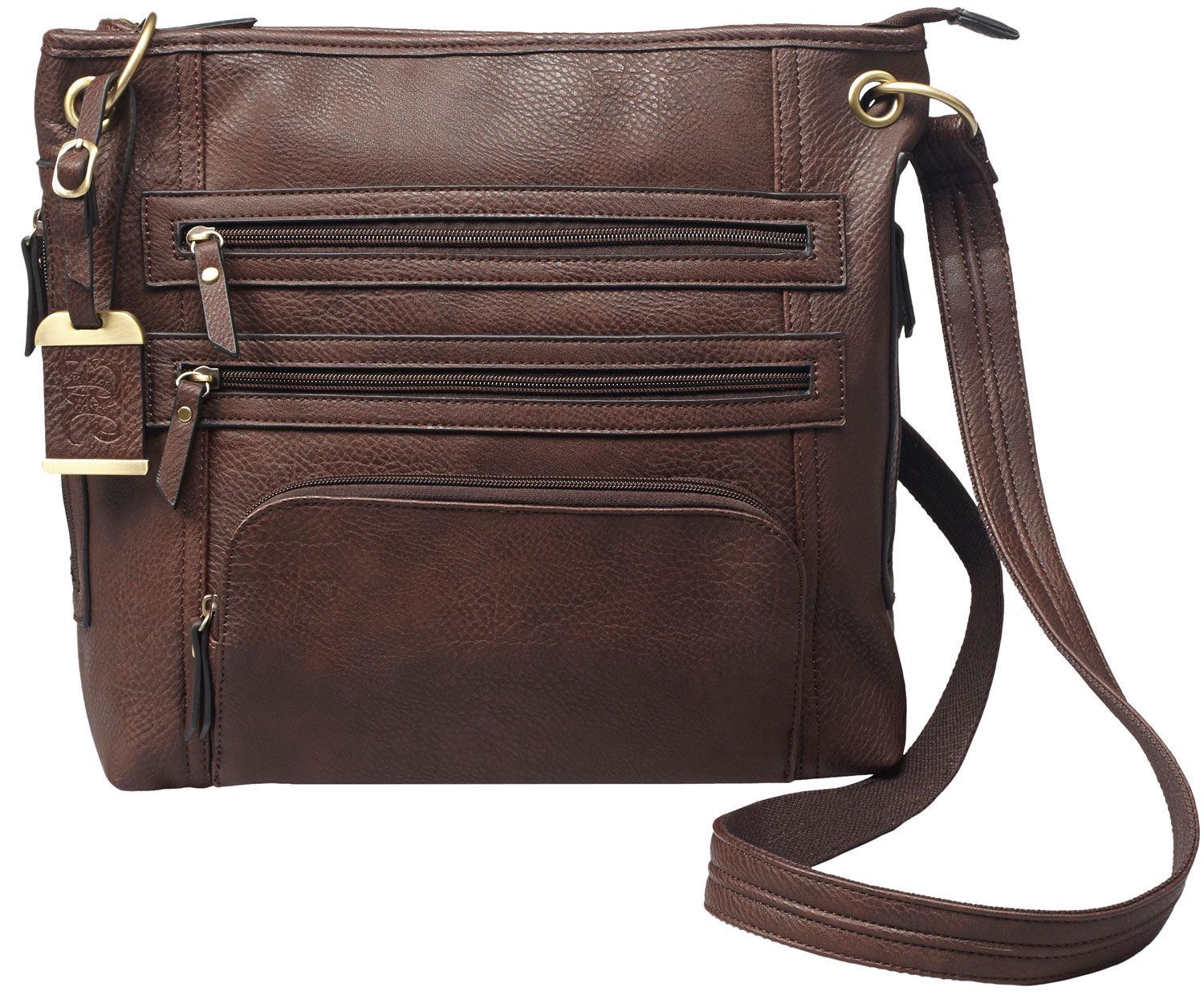 Bulldog Cases Cross Body Purse w/ Holster, Large, Chocolate Brown - BDP-039