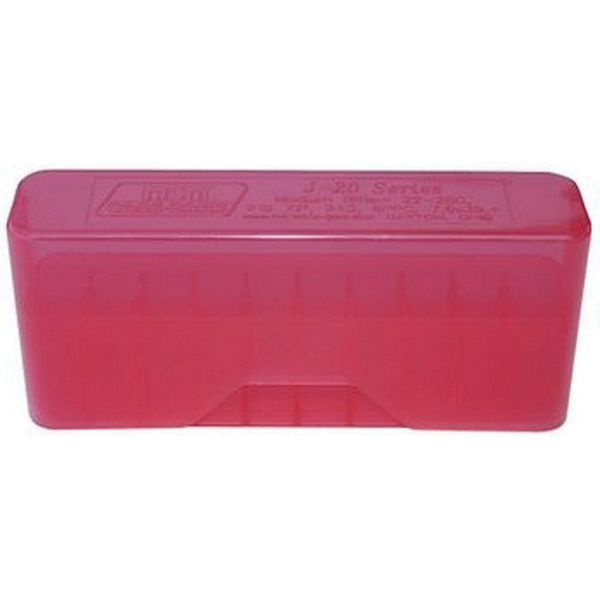 MTM Case Gard J-20 7mm Remington Ultra Magnum/.338 Win Mag Slip-Top Ammo Box, 20rds Clear Red