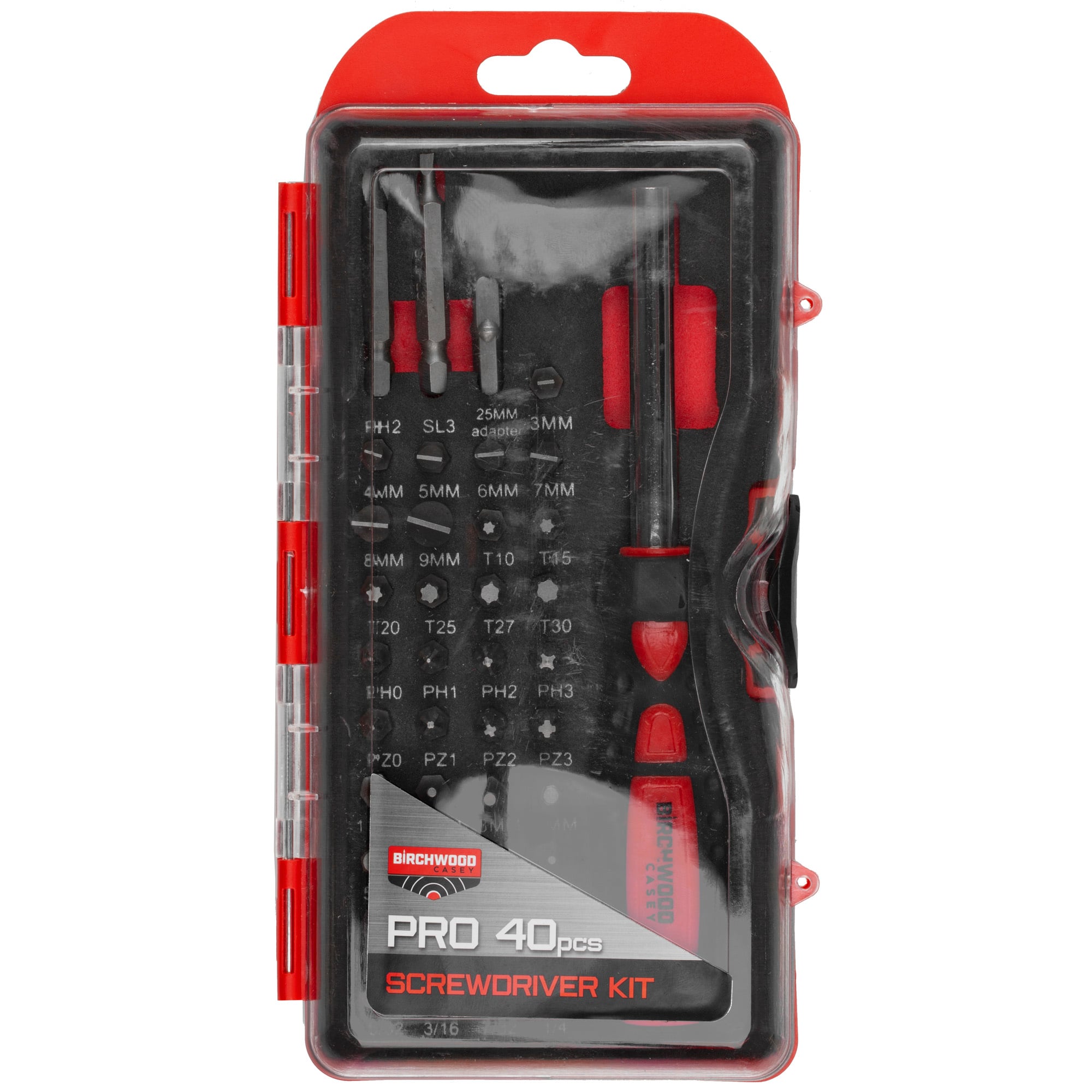 Birchwood Casey Deluxe Screwdriver Set, 84 Piece Kit, Red Handle