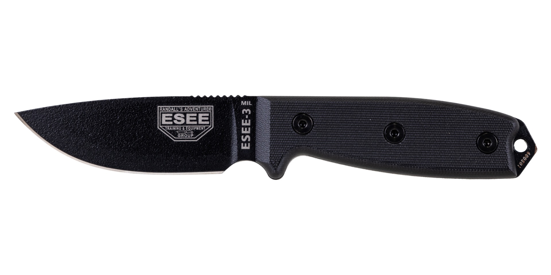 ESEE Esee-3 Mil, Fixed Blade Knife w/ Sheath - ESEE-3MIL-P-BLK