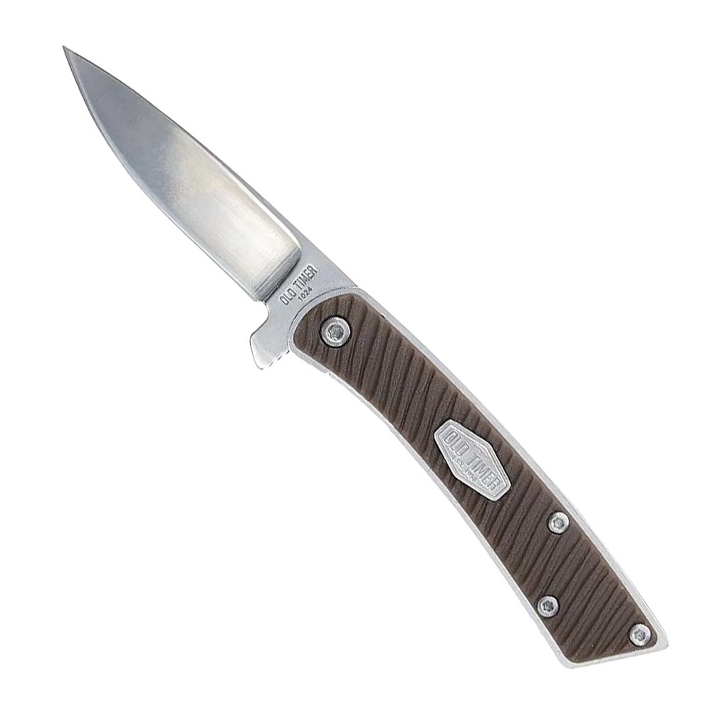 Old Timer Slim Folding Drop Point Knife, Brown - 1226419