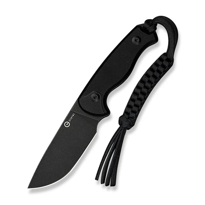 CIVIVI Timberbark Fixed Blade Drop Point Knife, Black - C23094-1