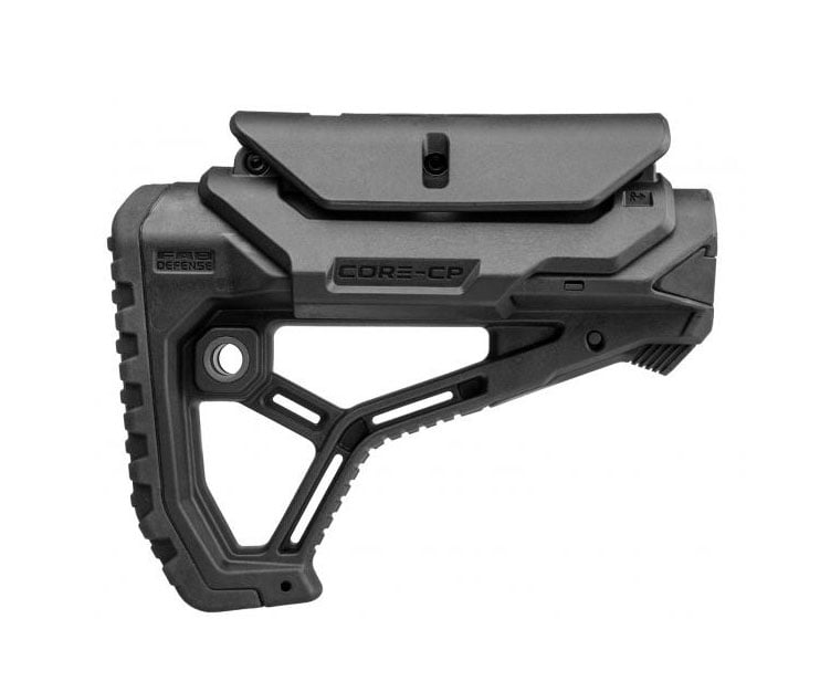 FAB DEFENSE GL-Core Buttstock with Cheek Rest, Black - FX-GLCORECPB