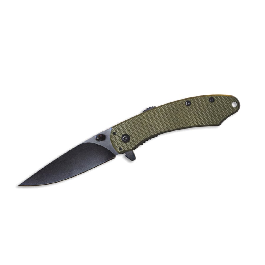 American Buffalo Knife & Tool AB Elite Ember Assisted/Folding Knife Drop Point, Green