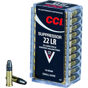 CCI Suppressor 22 LR 45gr Lead Hollow Point 50rd Brass Case