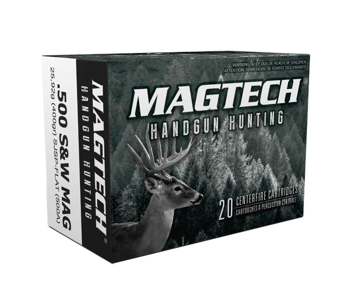 MAGTECH 500 SW 400GR SJSP FLAT 20RD BOX 25 BOXES PER CASE - No Credit Card Fees - Low, flat rate shipping