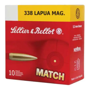 Sellier & Bellot SB338LMA Rifle  338 Lapua Mag 250 gr Hollow Point Boat Tail (HPBT) 10 Bx/ 10 Cs