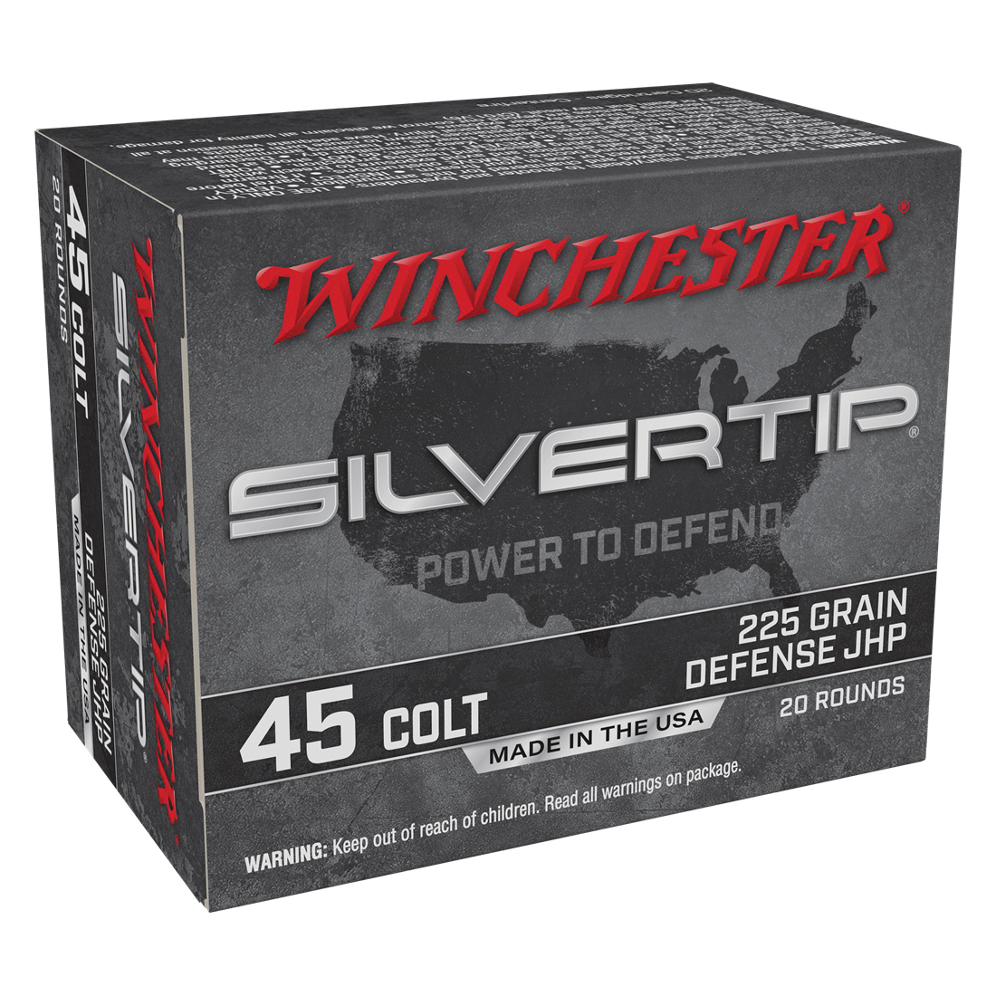 Winchester Silvertip Defense .45 Long Colt 225 gr Ammo JHP - 20rds - W45CST