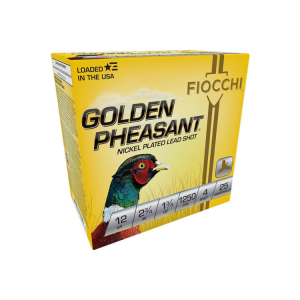 Fiocchi Golden Pheasant Bismuth 12 Gauge 2.75\" 10 Rounds 1-1/4 oz #4 Shot Bismuth Case Material.