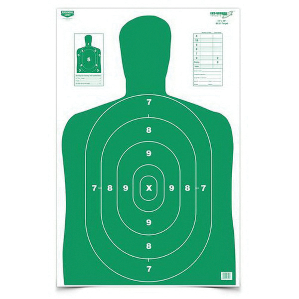 Birchwood Casey EZE-Scorer 23" x 35" Silhouette BC27 Practice Target, Green/White, 5/pack - 37015